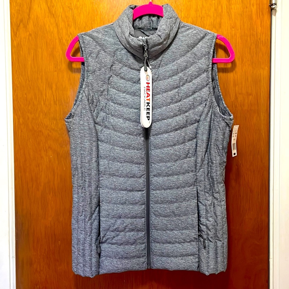 Heatkeep women’s packable down vest gray size S NWT